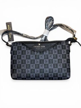 London Fog Black/Gray Monogram Crossbody Bag